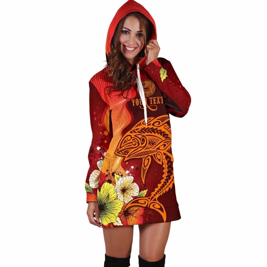 American Samoa Personalised Custom Female Hoodie Dress - Tribal Tuna Fish