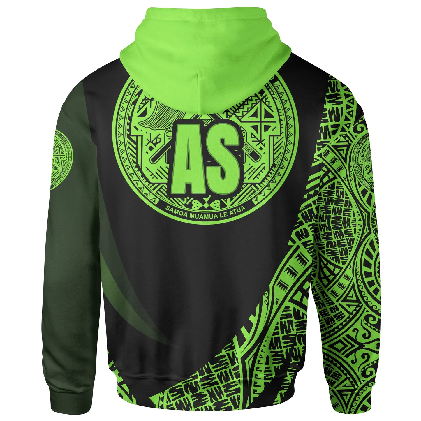 American Samoa Hoodie - Green Polynesian Patterns Sport Style