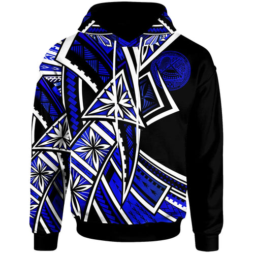 American Samoa Hoodie - Tribal Flower Special Pattern Blue Color