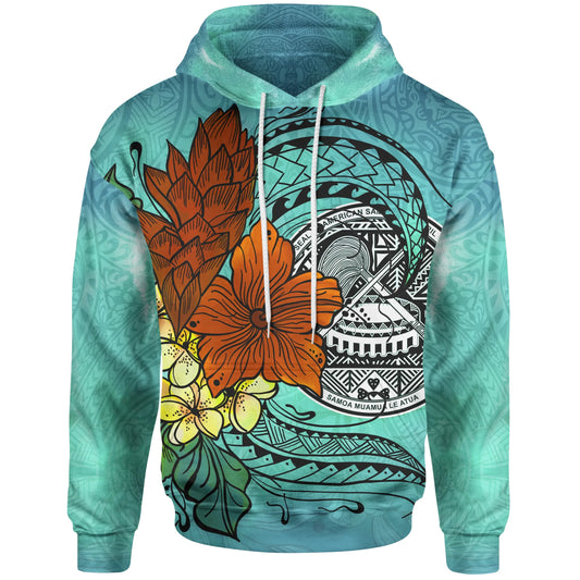 American Samoa Hoodie - Tropical Flowers Style