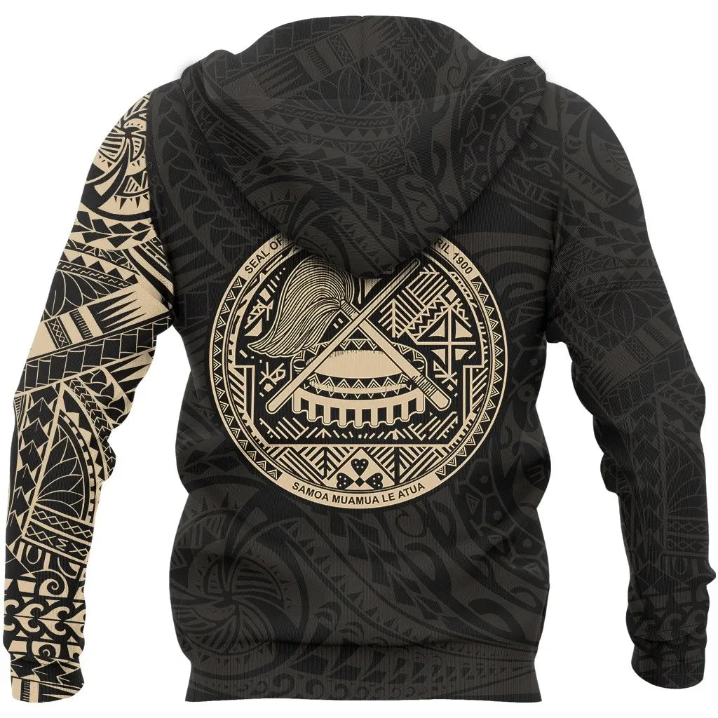 American Samoa Hoodie - American Samoa Polynesian Turtle Tattoo Style Gold