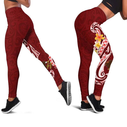 American Samoa Legging - AS Seal  Polynesian Patterns Plumeria