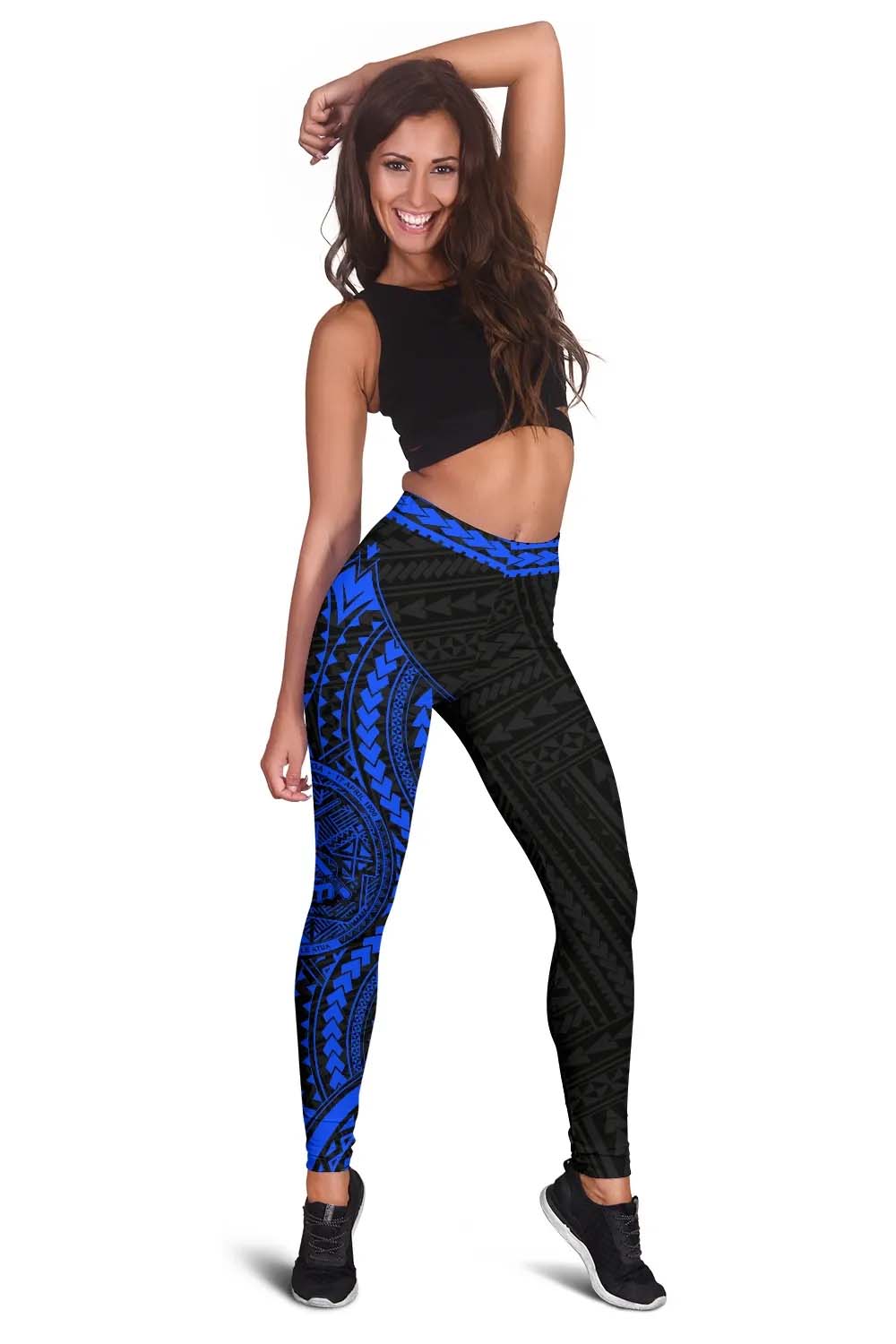 American Samoa Legging - Blue Tattoo