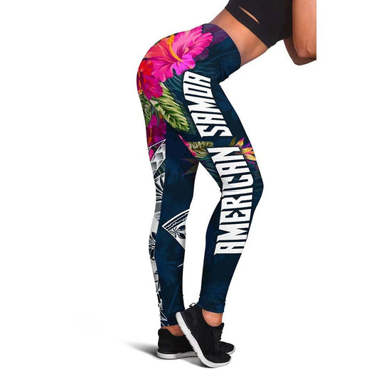 American Samoa Legging - Polynesian Hibiscus with Summer Vibes