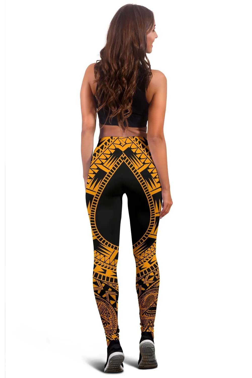 American Samoa Legging Polynesian Pattern Gold