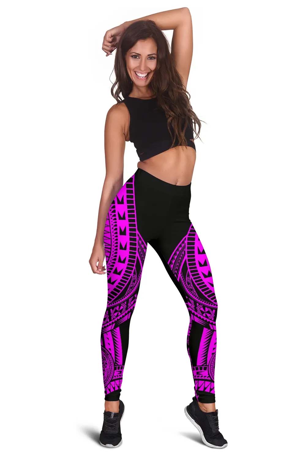 American Samoa Legging Polynesian Pattern Pink