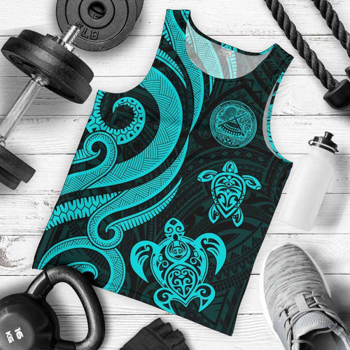 American Samoa Men Tank Top - Turquoise Tentacle Turtle