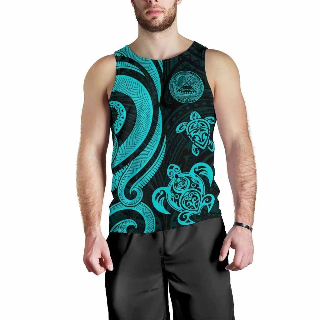 American Samoa Men Tank Top - Turquoise Tentacle Turtle