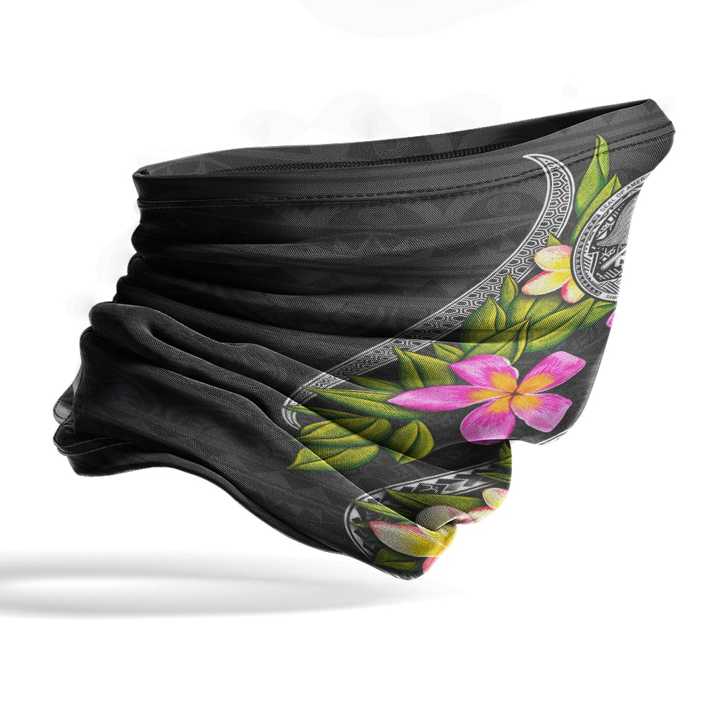 American Samoa Neck Gaiter - Plumeria Tattoo Pink Gold