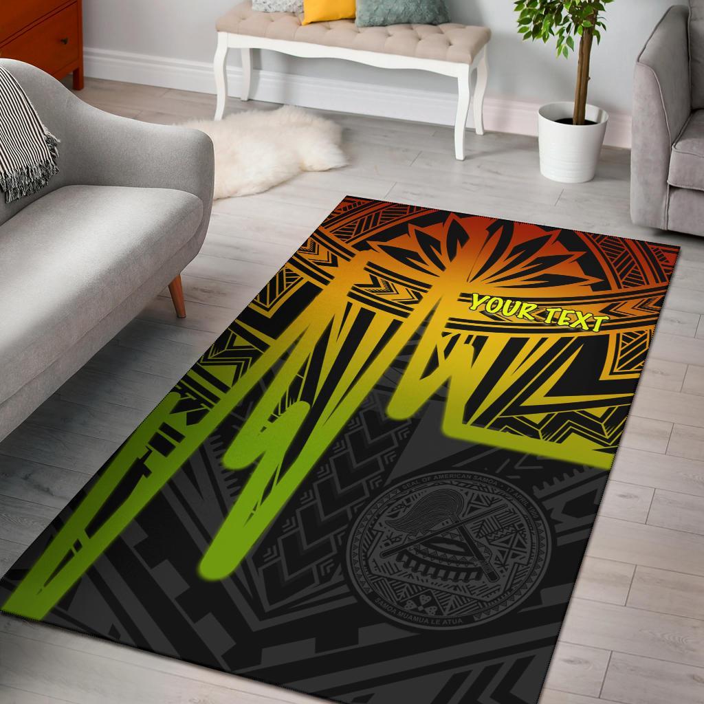 American Samoa Personalised Area Rugs - Seal With Polynesian Pattern Heartbeat Style (Reggae)