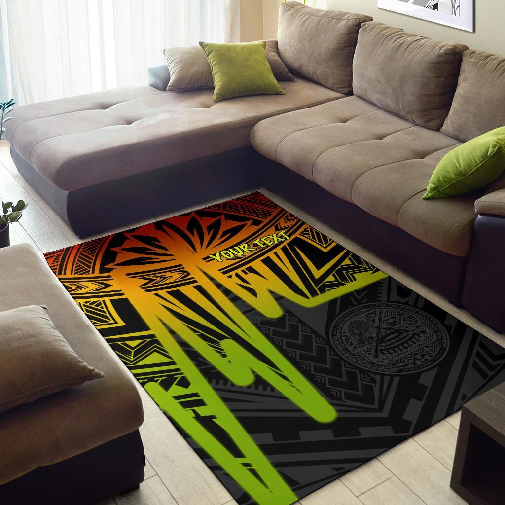 American Samoa Personalised Area Rugs - Seal With Polynesian Pattern Heartbeat Style (Reggae)