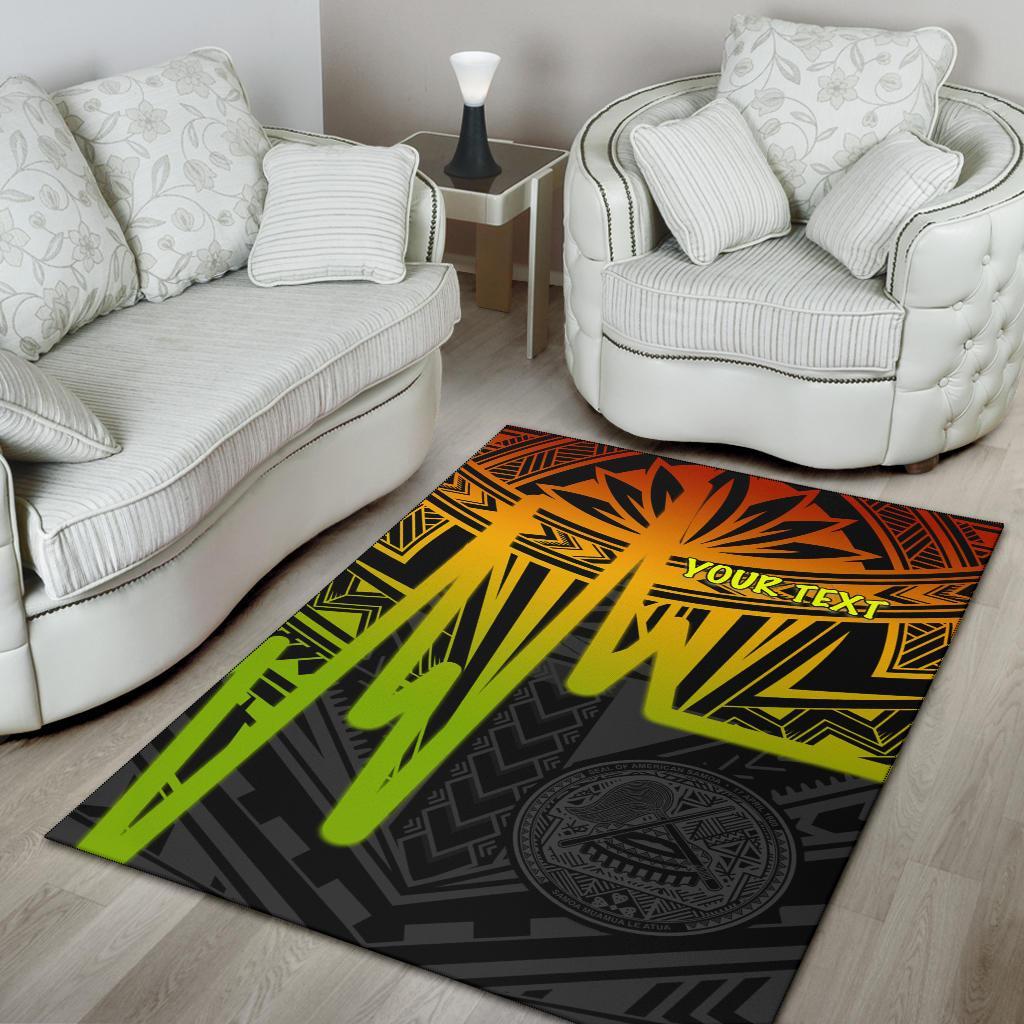 American Samoa Personalised Area Rugs - Seal With Polynesian Pattern Heartbeat Style (Reggae)