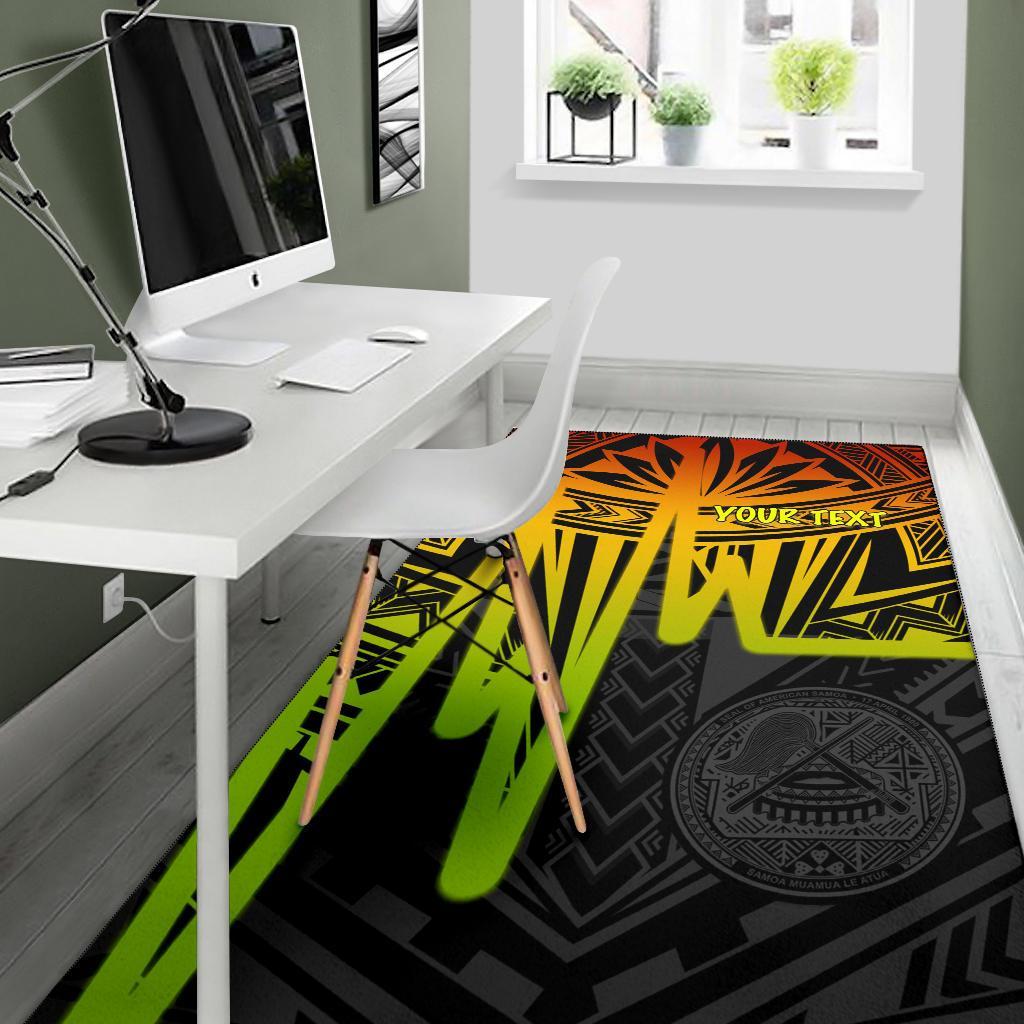 American Samoa Personalised Area Rugs - Seal With Polynesian Pattern Heartbeat Style (Reggae)