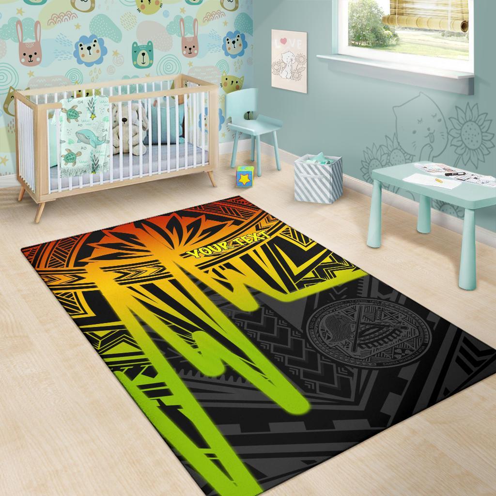 American Samoa Personalised Area Rugs - Seal With Polynesian Pattern Heartbeat Style (Reggae)