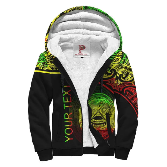 American Samoa Personalised Custom Polynesian Sherpa Hoodie - Curve Reggae