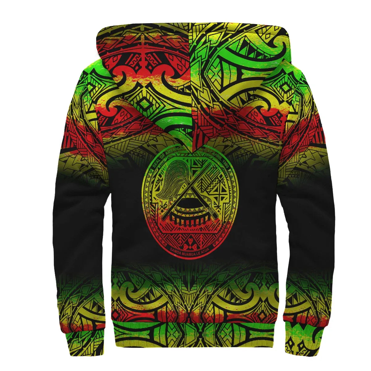 American Samoa Personalised Custom Polynesian Sherpa Hoodie - Fog Reggae