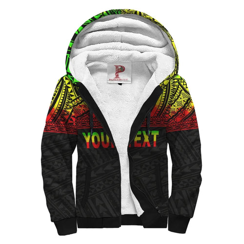 American Samoa Personalised Custom Polynesian Sherpa Hoodie - Horizontal Reggae