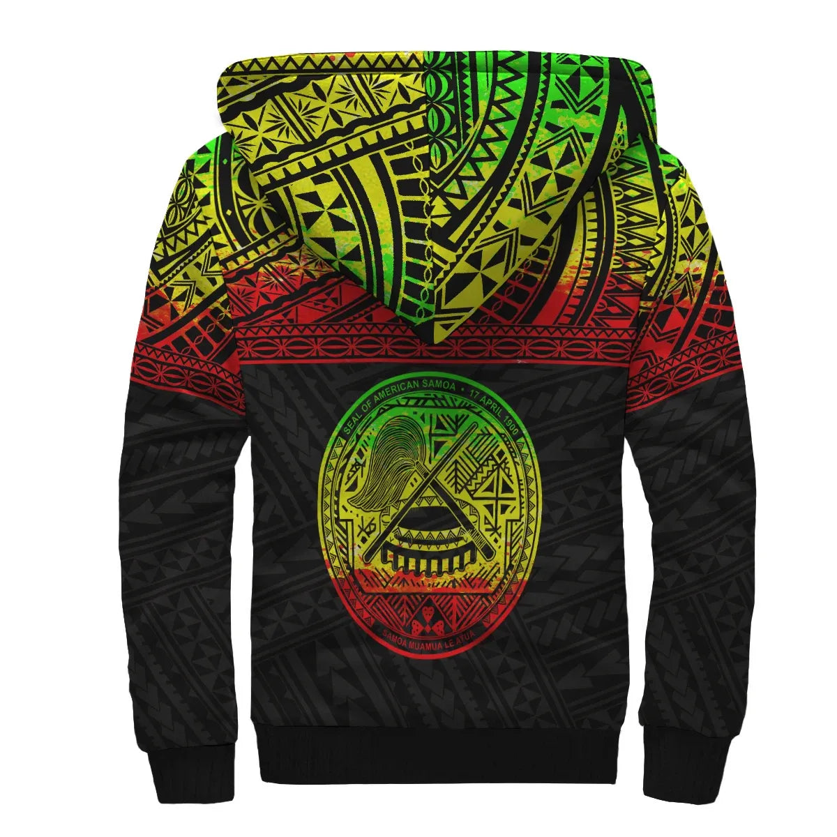 American Samoa Personalised Custom Polynesian Sherpa Hoodie - Horizontal Reggae