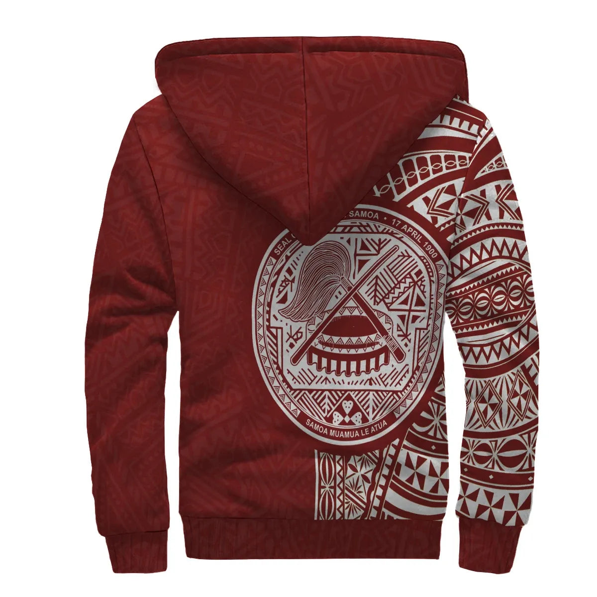 American Samoa Personalised Custom Polynesian Sherpa Hoodie - Line Red