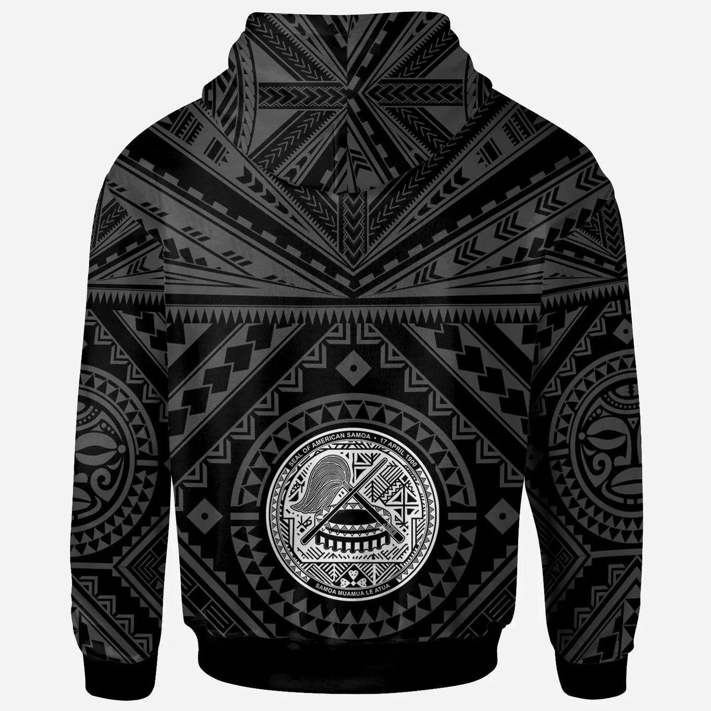 American Samoa Personalised Hoodie - Seal In Polynesian Tattoo Style ( Black)