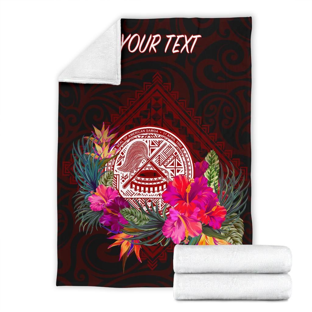 American Samoa Personalised Premium Blanket - Coat Of Arm With Polynesian Patterns