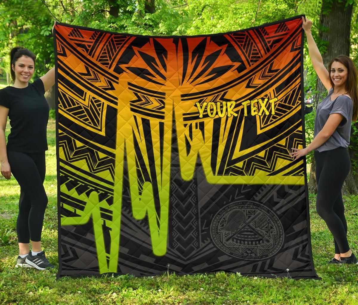 American Samoa Personalised Premium Quilt - Seal With Polynesian Pattern Heartbeat Style (Reggae)
