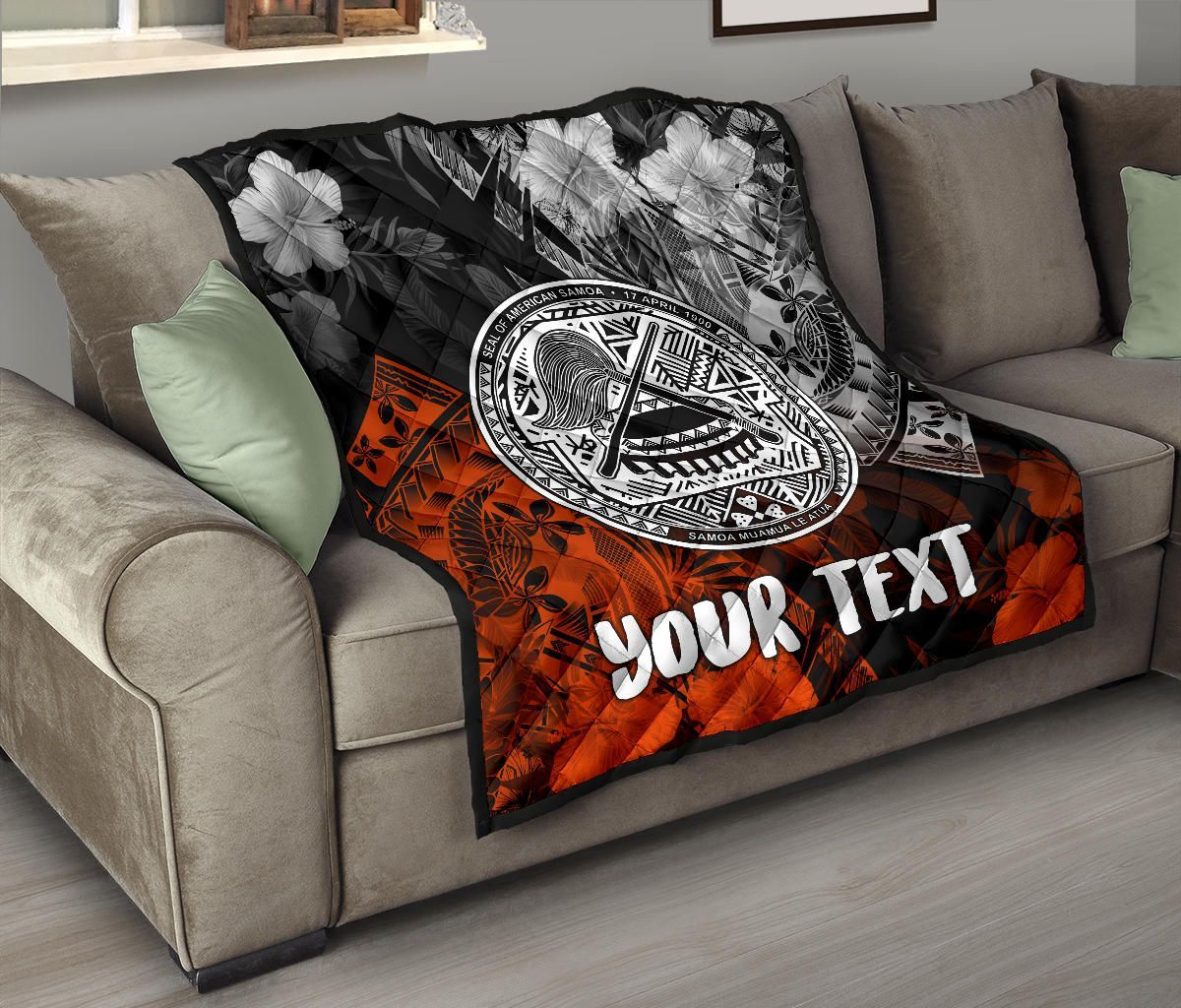 American Samoa Personalised Premium Quilt - Vintage Polynesian Style