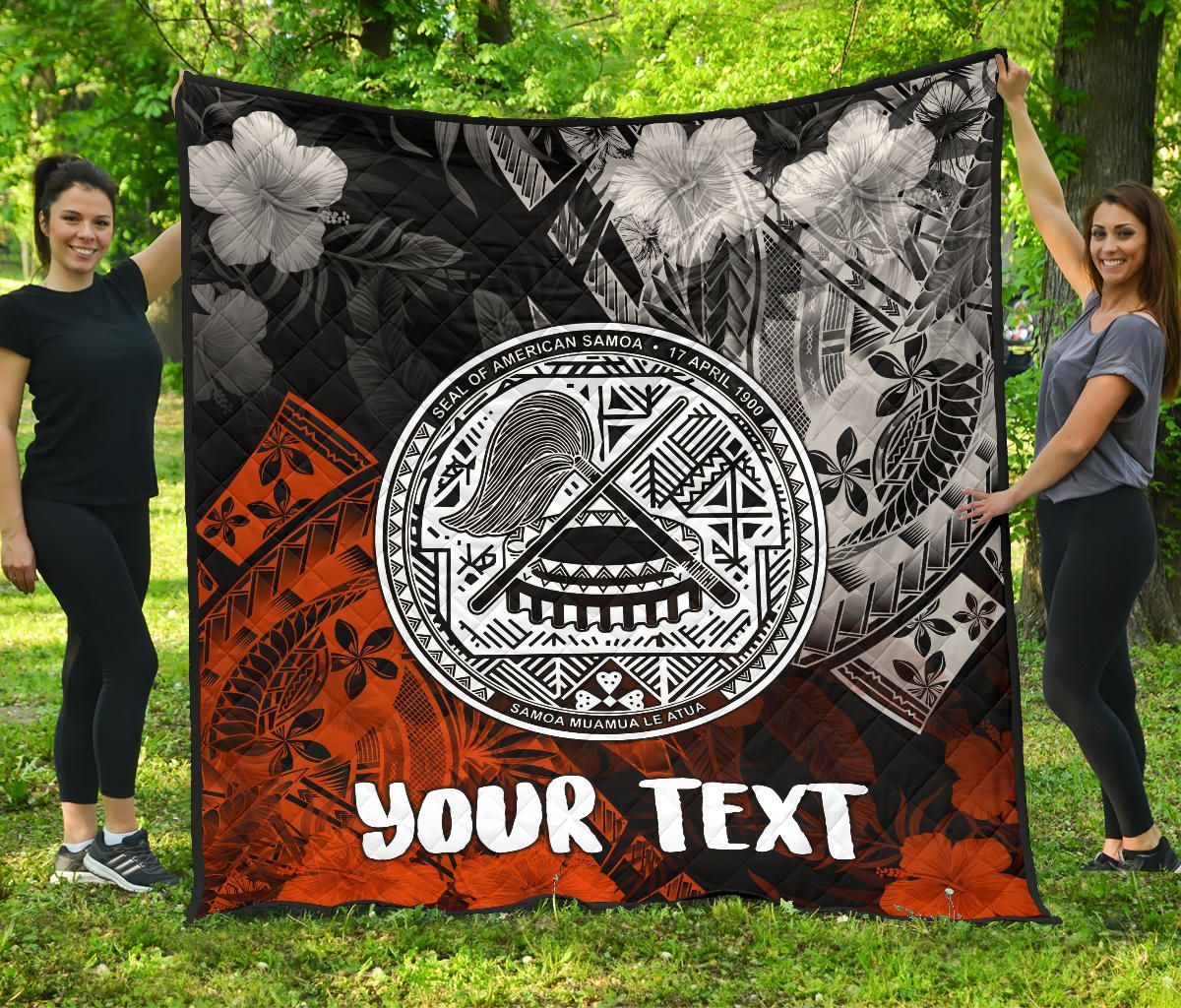 American Samoa Personalised Premium Quilt - Vintage Polynesian Style