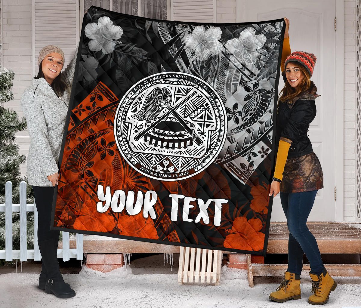 American Samoa Personalised Premium Quilt - Vintage Polynesian Style