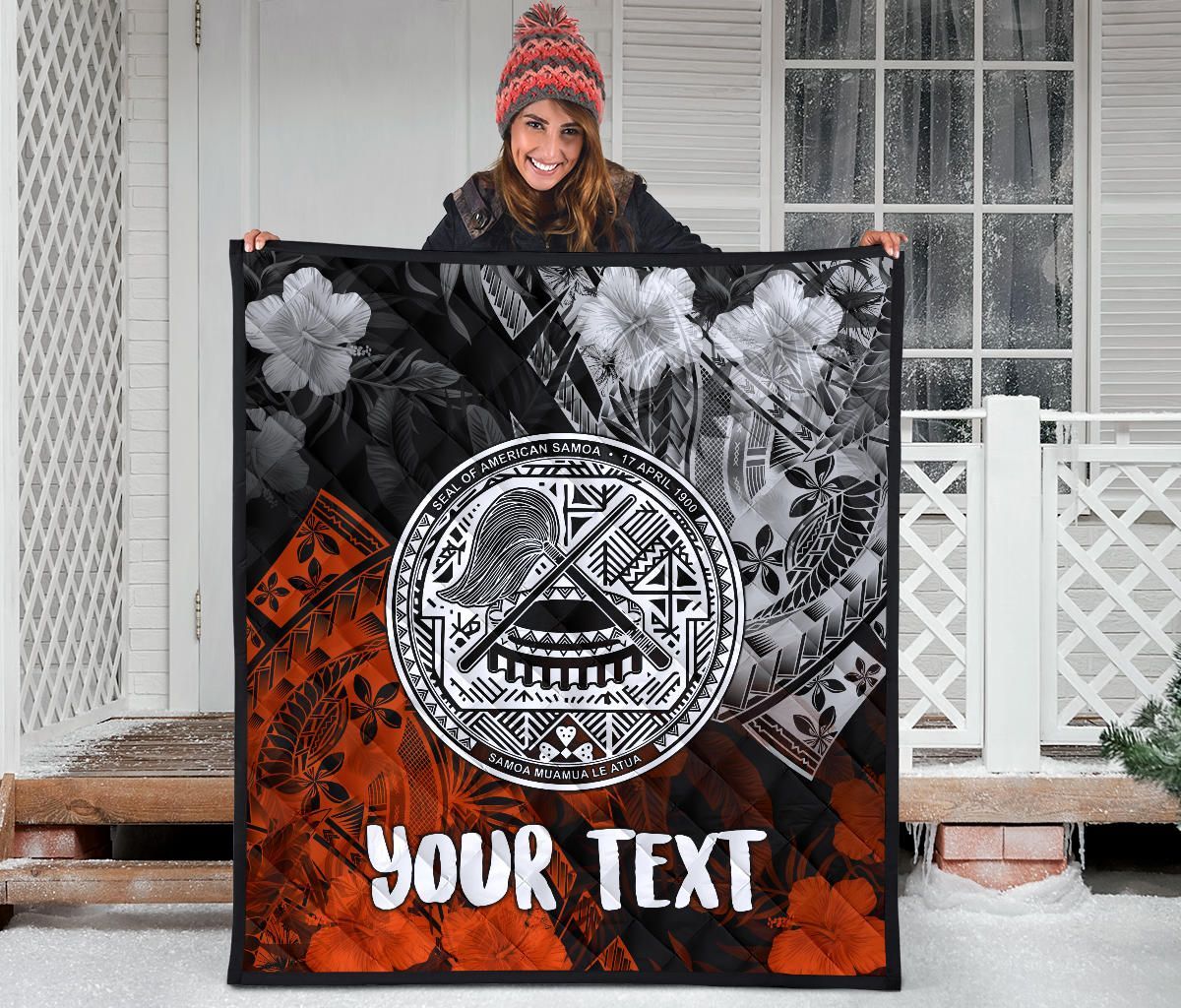 American Samoa Personalised Premium Quilt - Vintage Polynesian Style