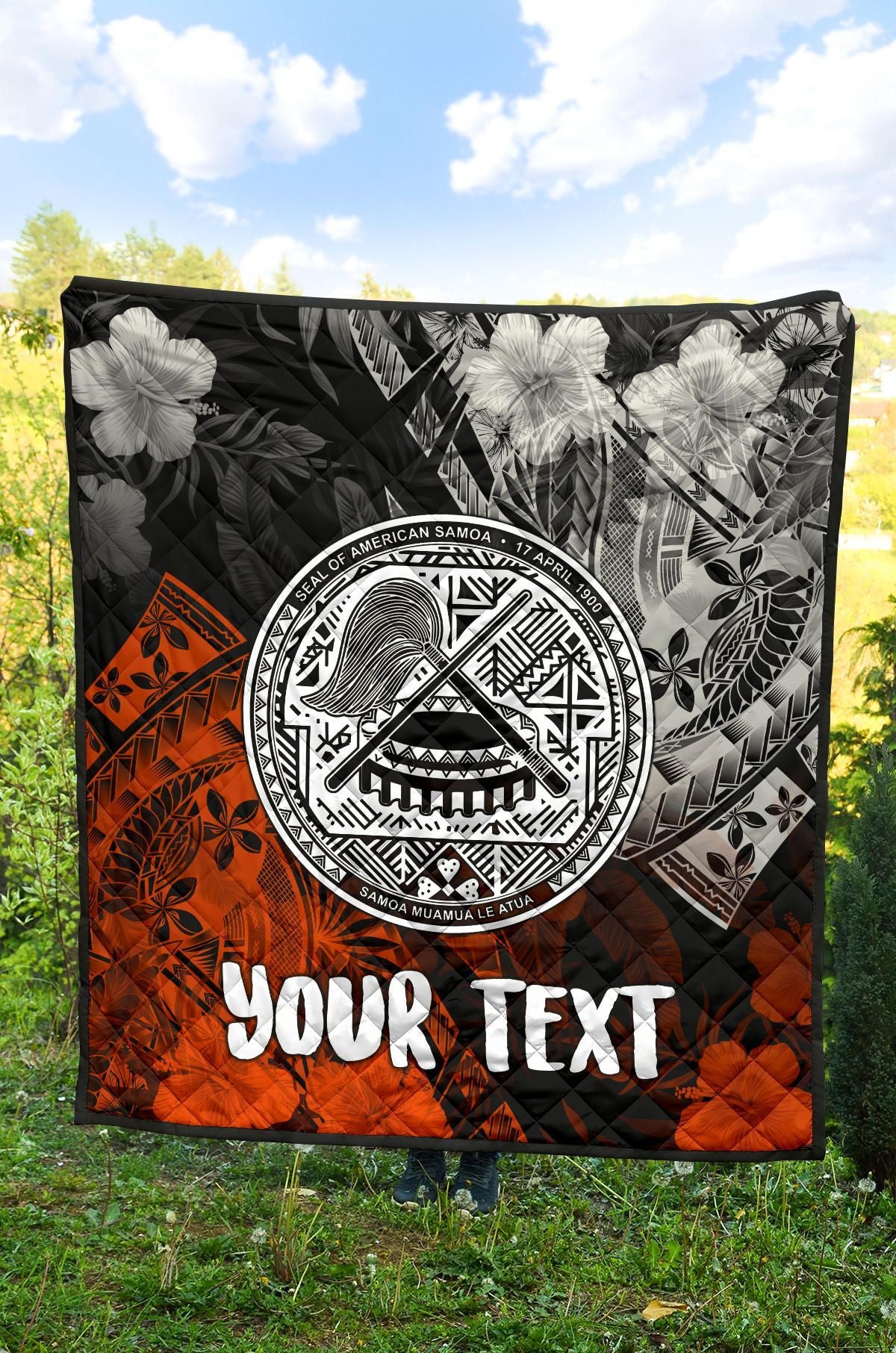 American Samoa Personalised Premium Quilt - Vintage Polynesian Style