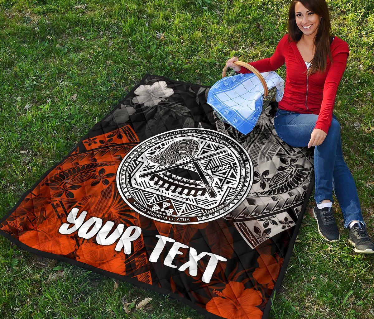 American Samoa Personalised Premium Quilt - Vintage Polynesian Style