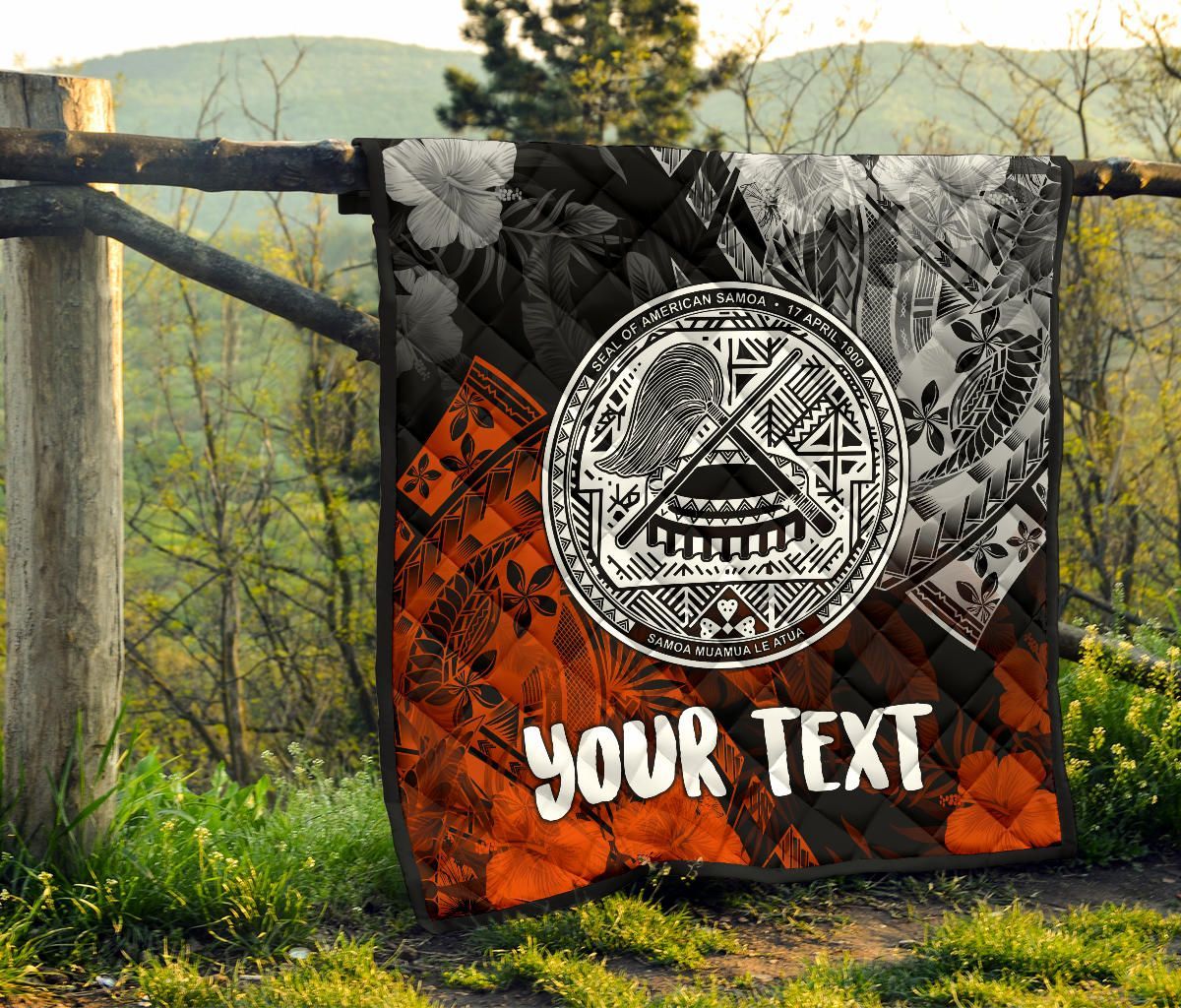 American Samoa Personalised Premium Quilt - Vintage Polynesian Style