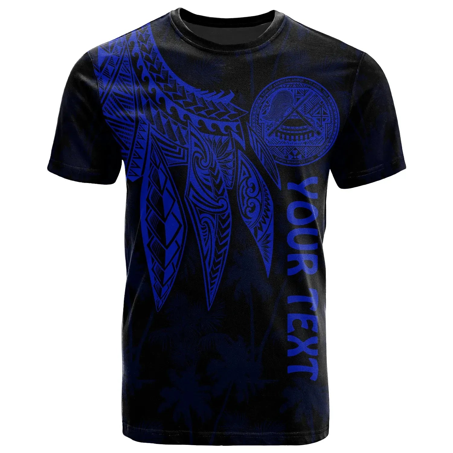 American Samoa Personalised T-shirt - Polynesian Wings (Blue)