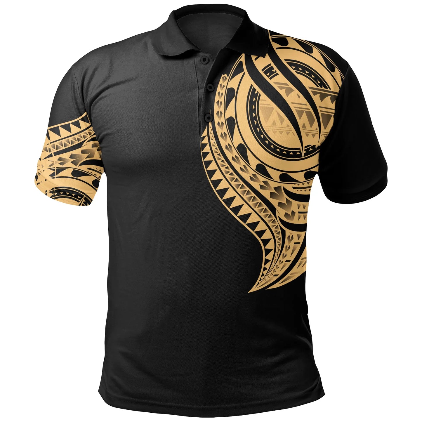 American Samoa Polo Shirt - American Samoa Tatau Gold Patterns With Coat Of Arms
