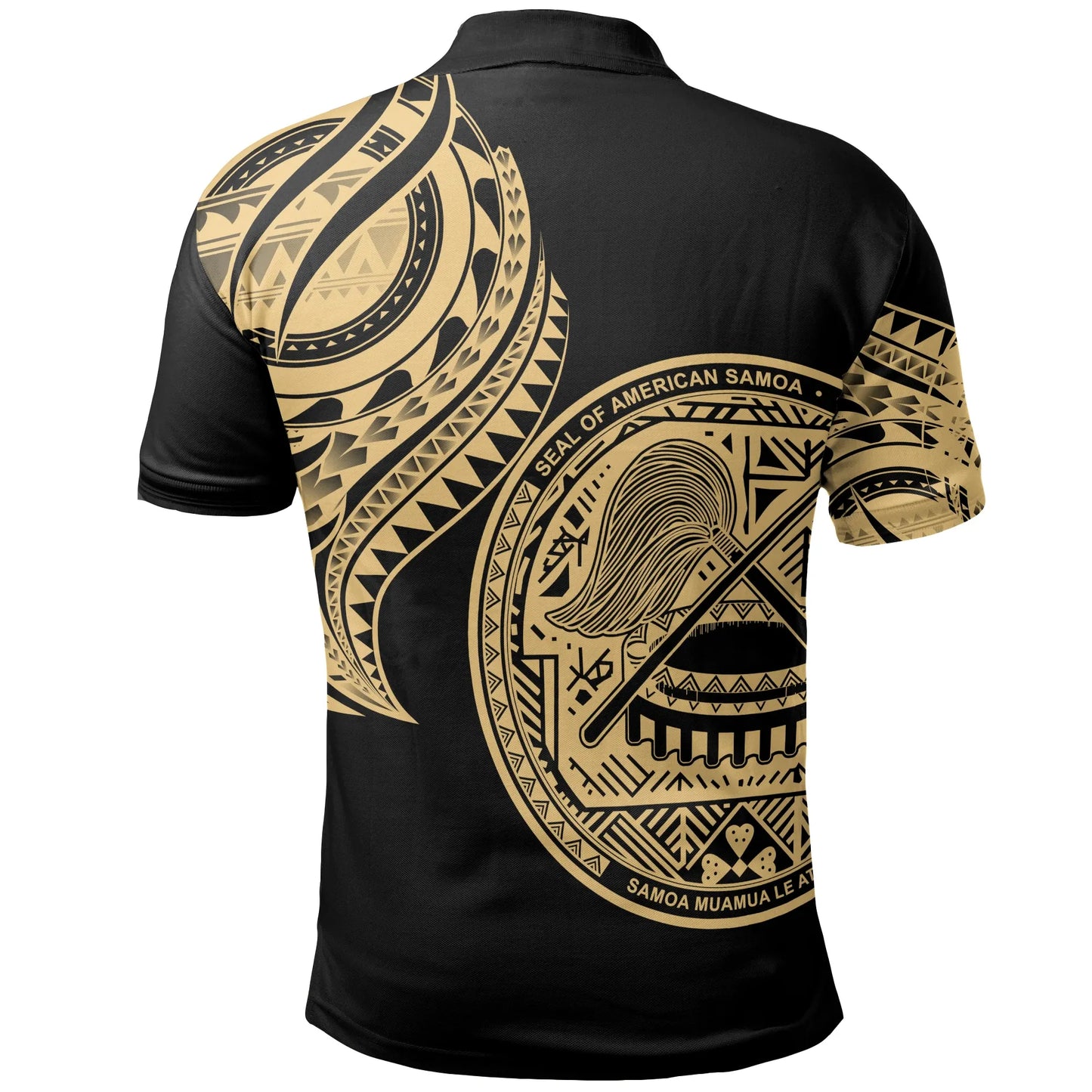 American Samoa Polo Shirt - American Samoa Tatau Gold Patterns With Coat Of Arms