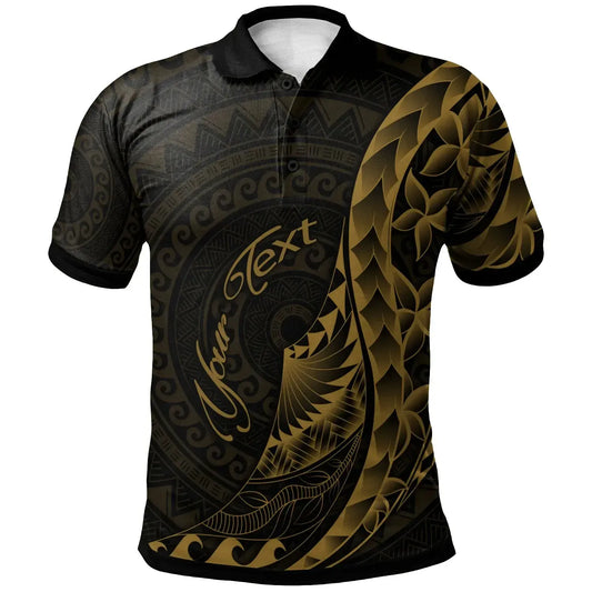 American Samoa Polo Shirt - Custom Personalised Polynesian Pattern Style Gold Color