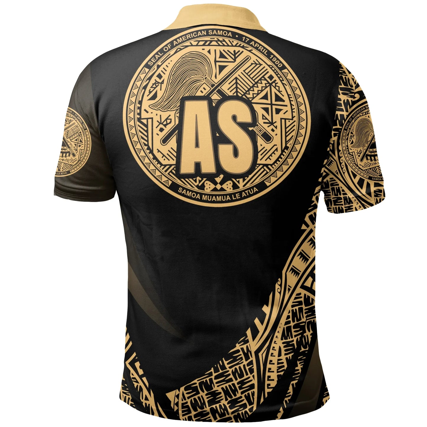 American Samoa Polo Shirt - Gold Polynesian Patterns Sport Style