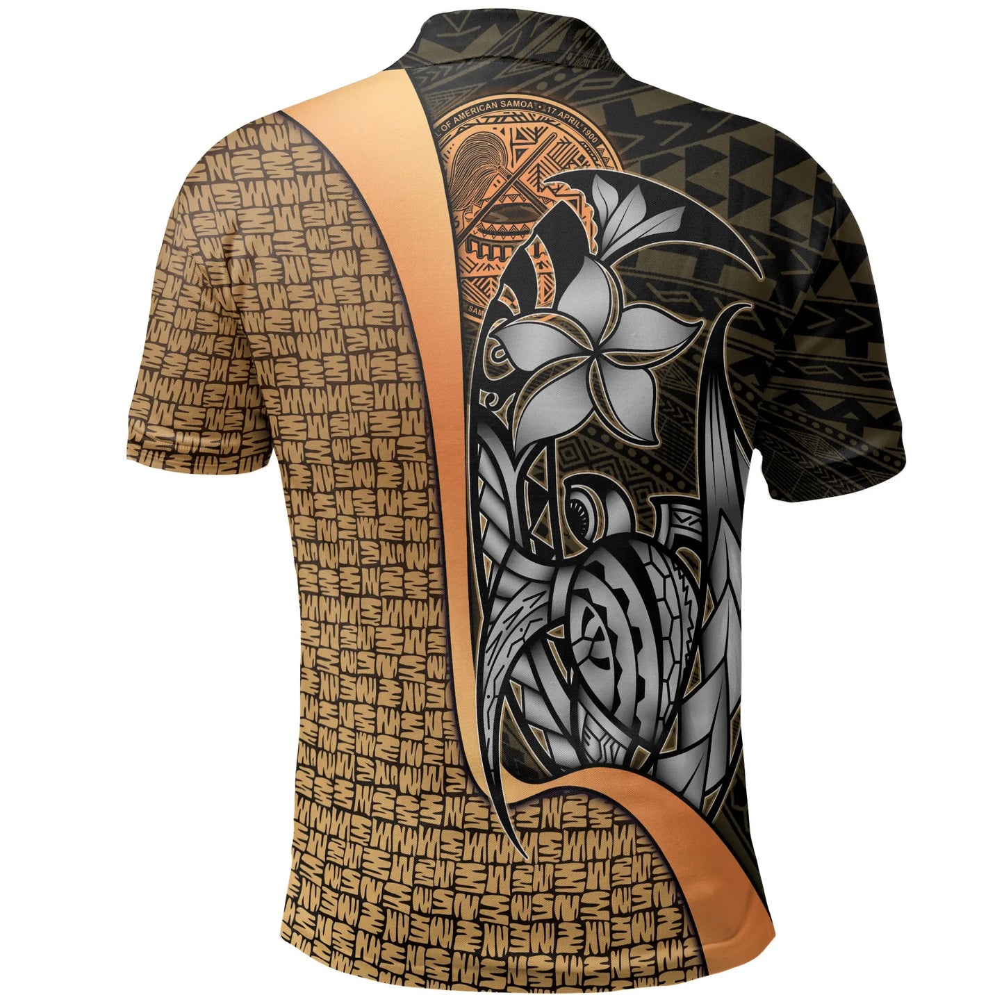 American Samoa Polo Shirt Gold - Turtle with Hook