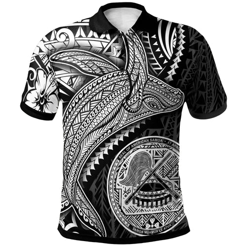 American Samoa Polo Shirt - Humpback Whale & Coat of Arms White