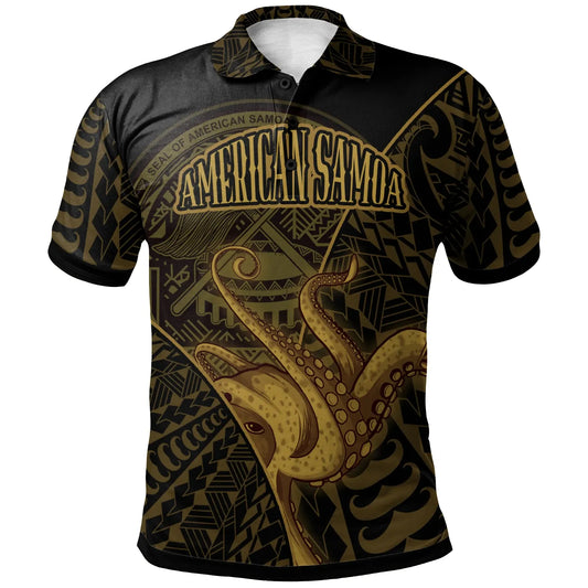 American Samoa Polo Shirt - Octopus Style Gold Color