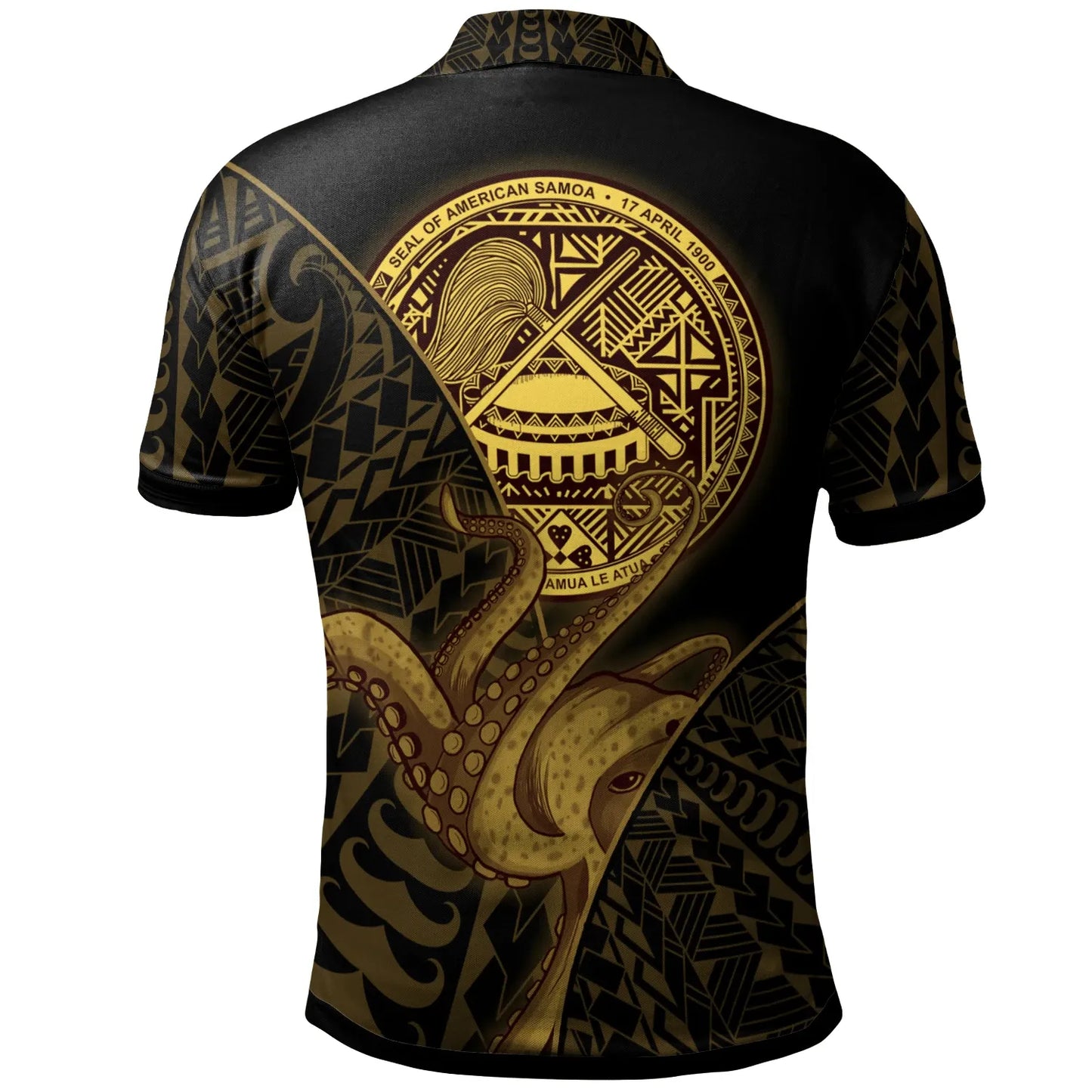 American Samoa Polo Shirt - Octopus Style Gold Color