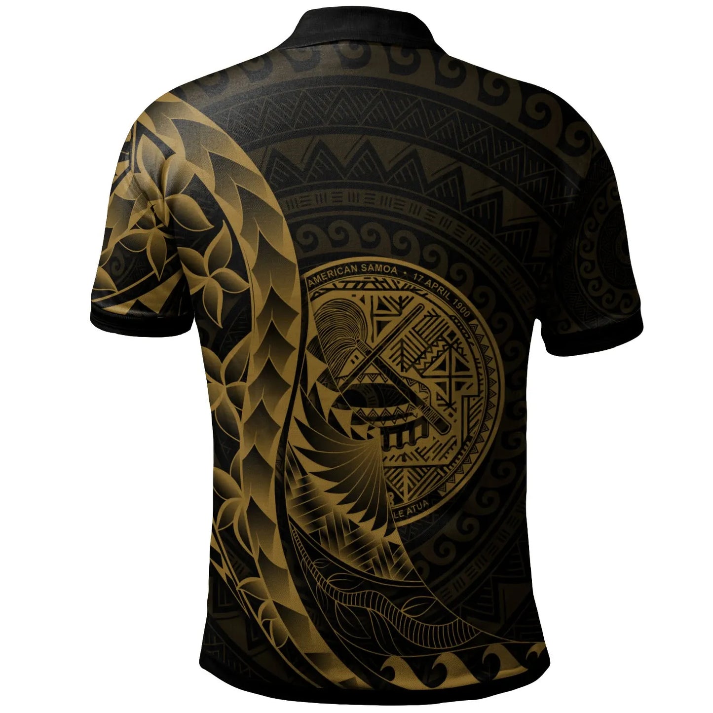 American Samoa Polo Shirt - Polynesian Pattern Style Gold Color