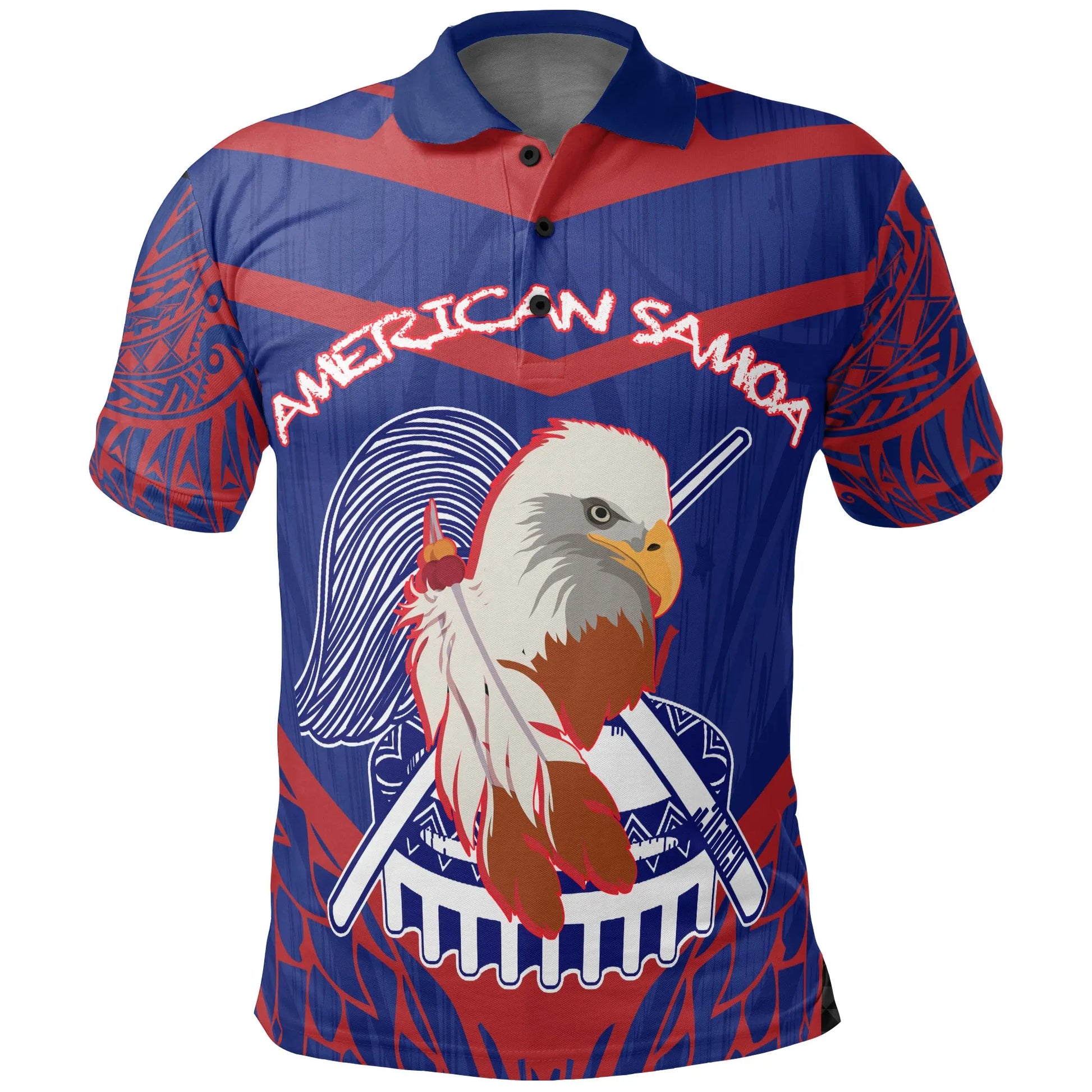 American Samoa Polo Shirt - The Eagle With Polynesian Pattern