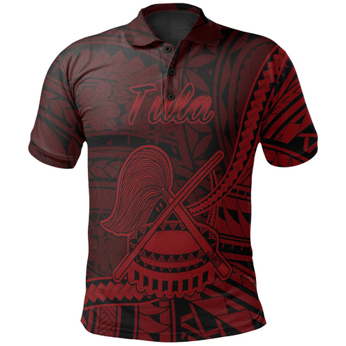 American Samoa Polo Shirt - Tula Polynesian Red Patterns