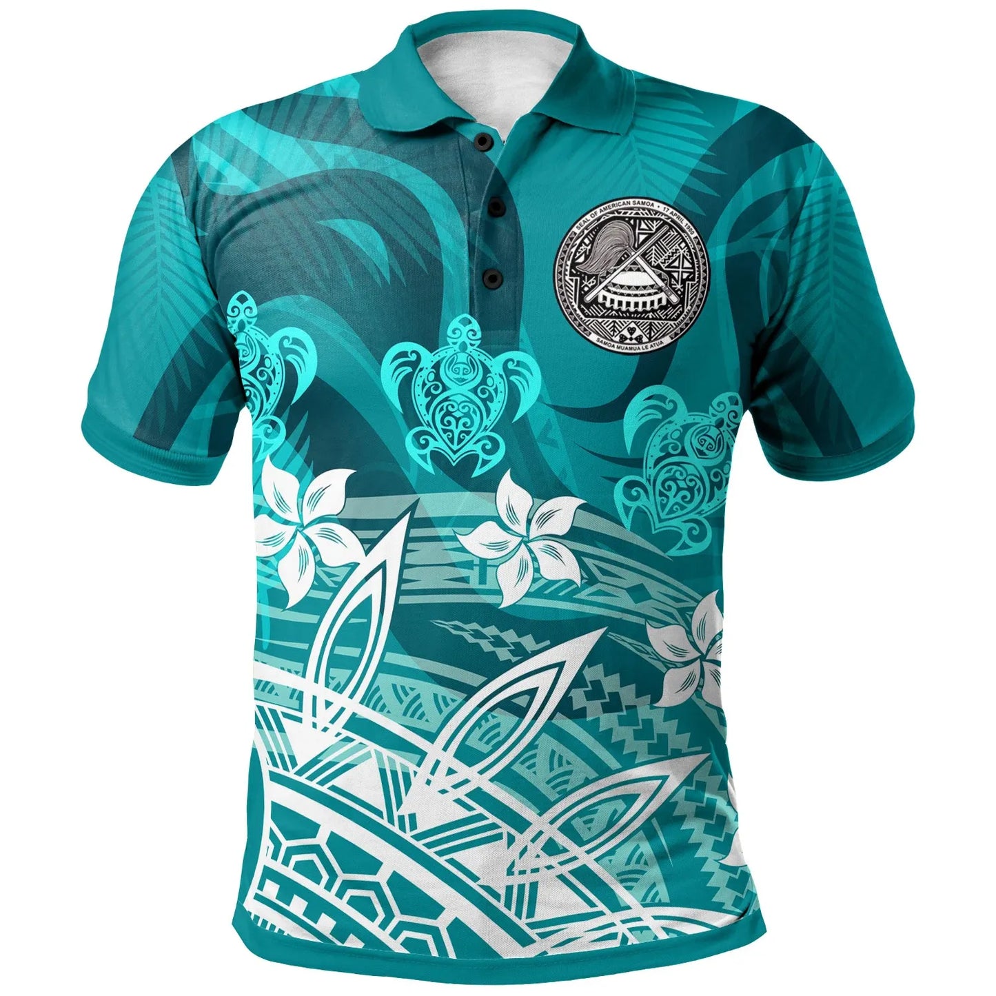 American Samoa Polo Shirt - Turtle Around Flower
