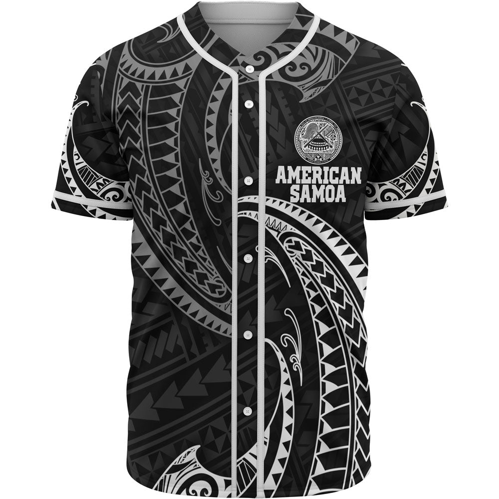 American Samoa Polynesian Baseball Shirt - White Tribal Wave