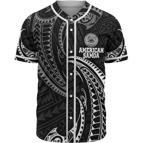 American Samoa Polynesian Baseball Shirt - White Tribal Wave