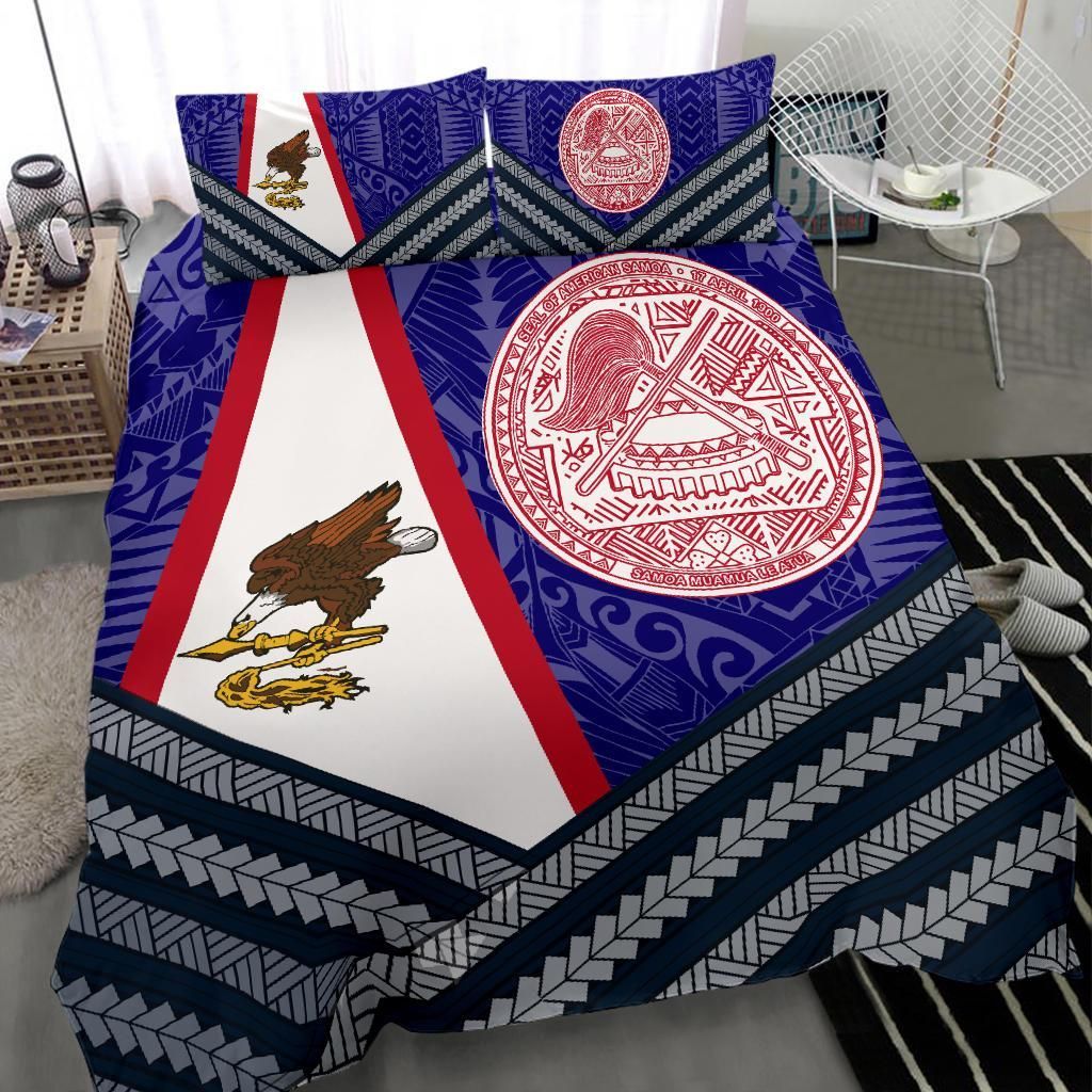 American Samoa Polynesian Bedding Set - American Samoa Flag And Seal