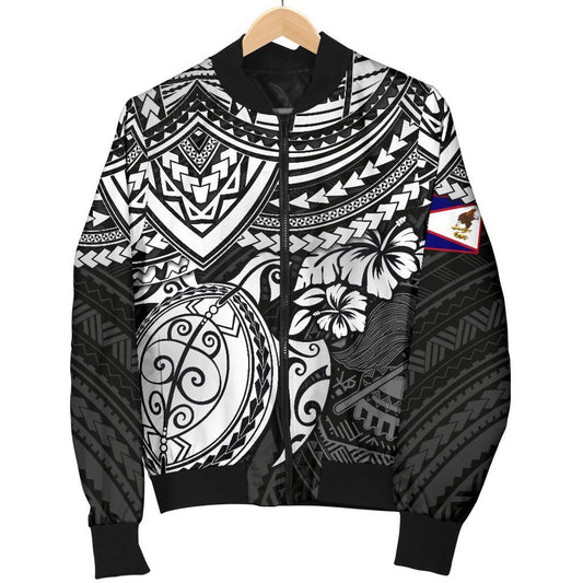 American Samoa Polynesian Bomber Jacket - Black Turtle